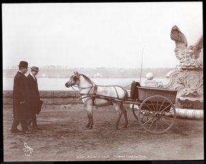 Dva muži, poník a vozík, New York, 1910 nebo 1911 (stříbrný želatinový tisk)